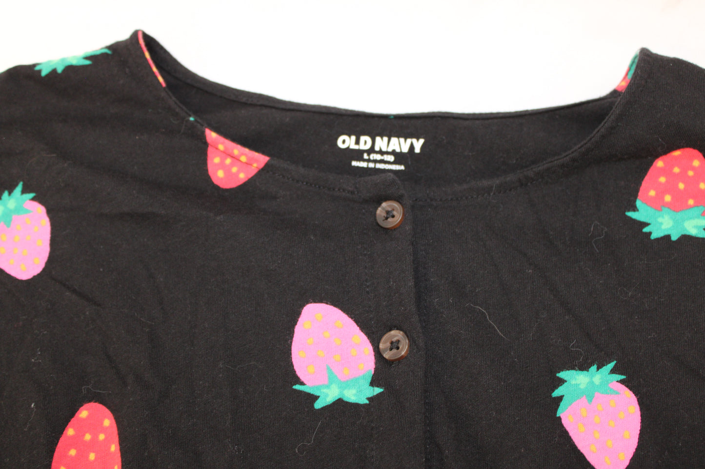 Old Navy Strawberry Print Romper, Black, Girls L