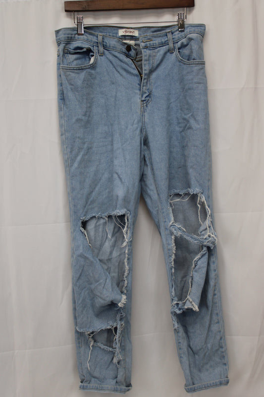 Vibrant M.I.U. Distressed Light Wash Jeans, Women’s 13