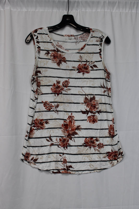Maurice’s Striped Floral Tank Top, White, Women’s L