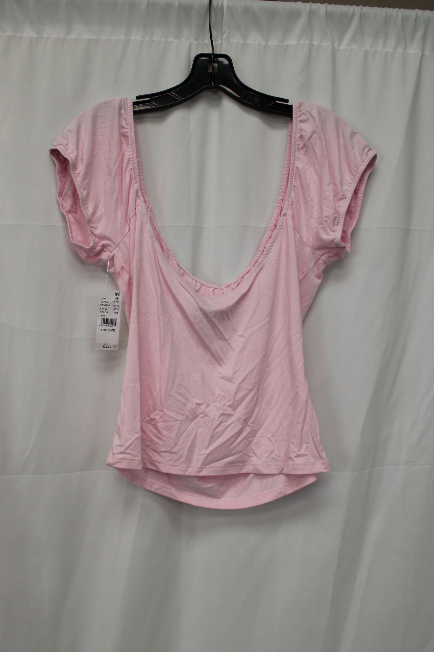 Beverly & Beck Short Sleeve Low Neck Blouse, Pink, Women’s L