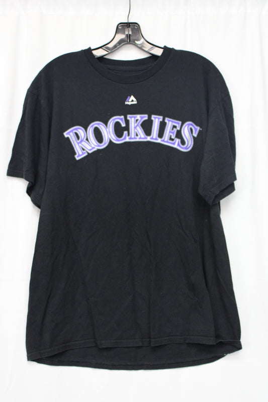 Majestic Rockies Blackmon 19 Short Sleeve T-Shirt, Black, Men’s L