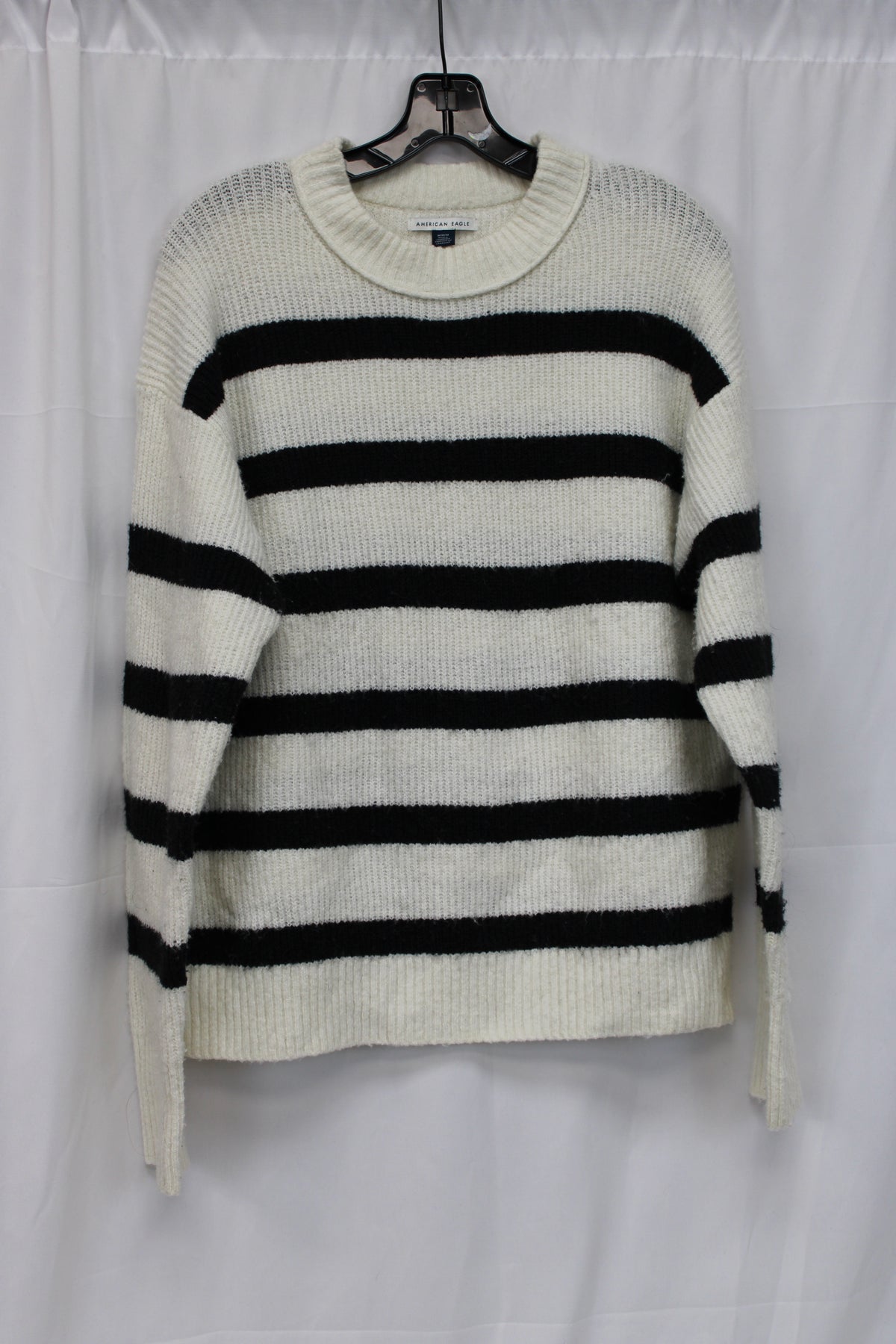 American Eagle Stripped Long Sleeve Sweater, Black/White, Women’s M