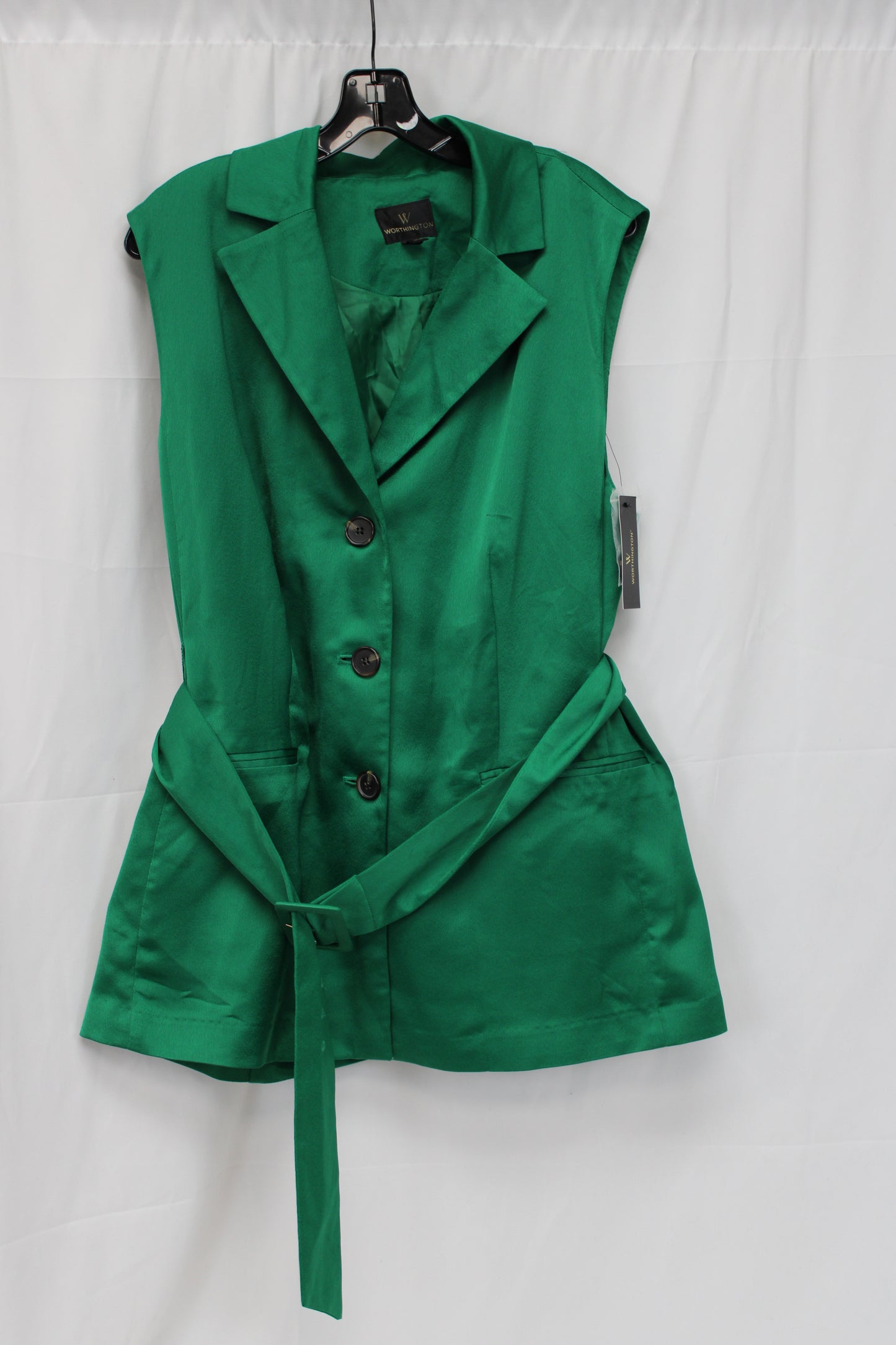 Worthington Luxury Belted Blazer, Green, Women’s XXL