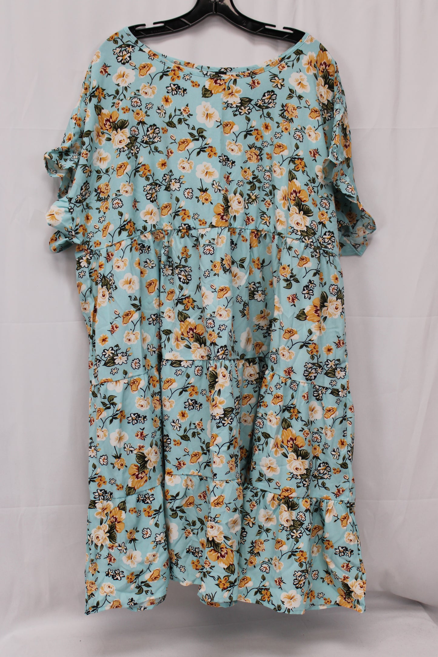 SHIEN Curve Short Sleeve Floral Dress, Blue, Women’s XXXL