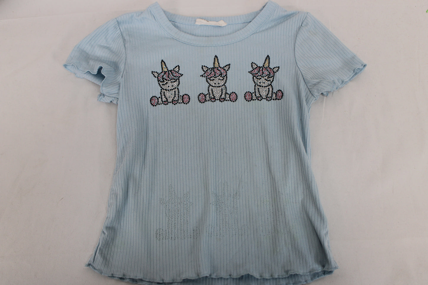 Beautees Short Sleeve Unicorn T-Shirt, Blue, Girls 5