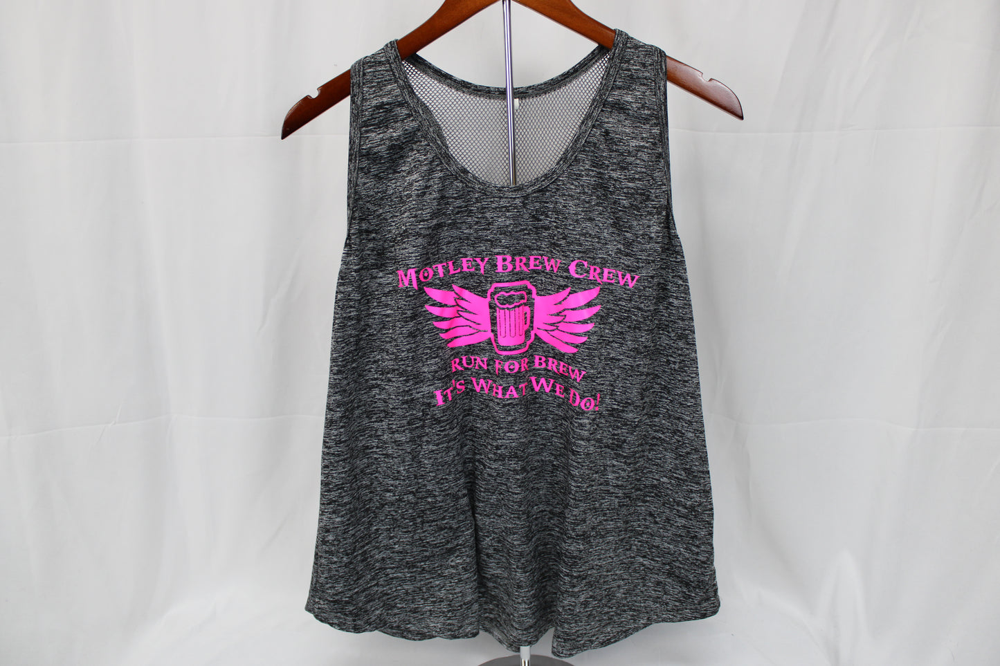 Motley Brew Crew Mesh Tank Top, Gray, Women’s L