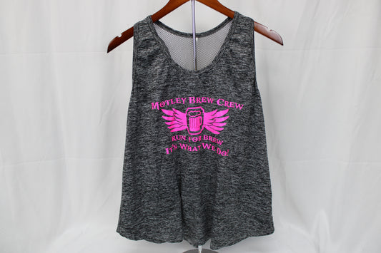 Motley Brew Crew Mesh Tank Top, Gray, Women’s L