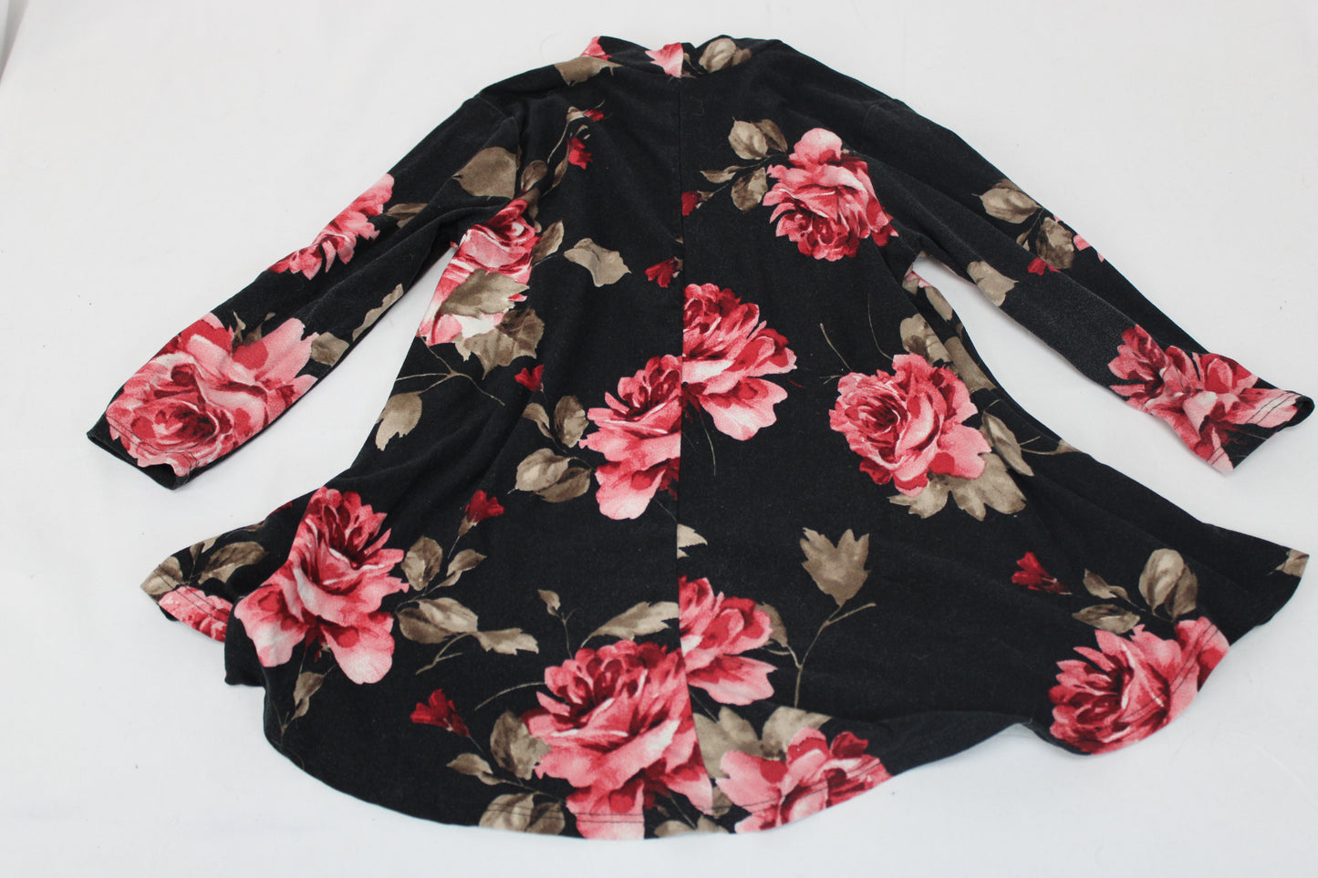 Pomelo Floral Turtleneck Dress, Black/Pink, Girls 4T