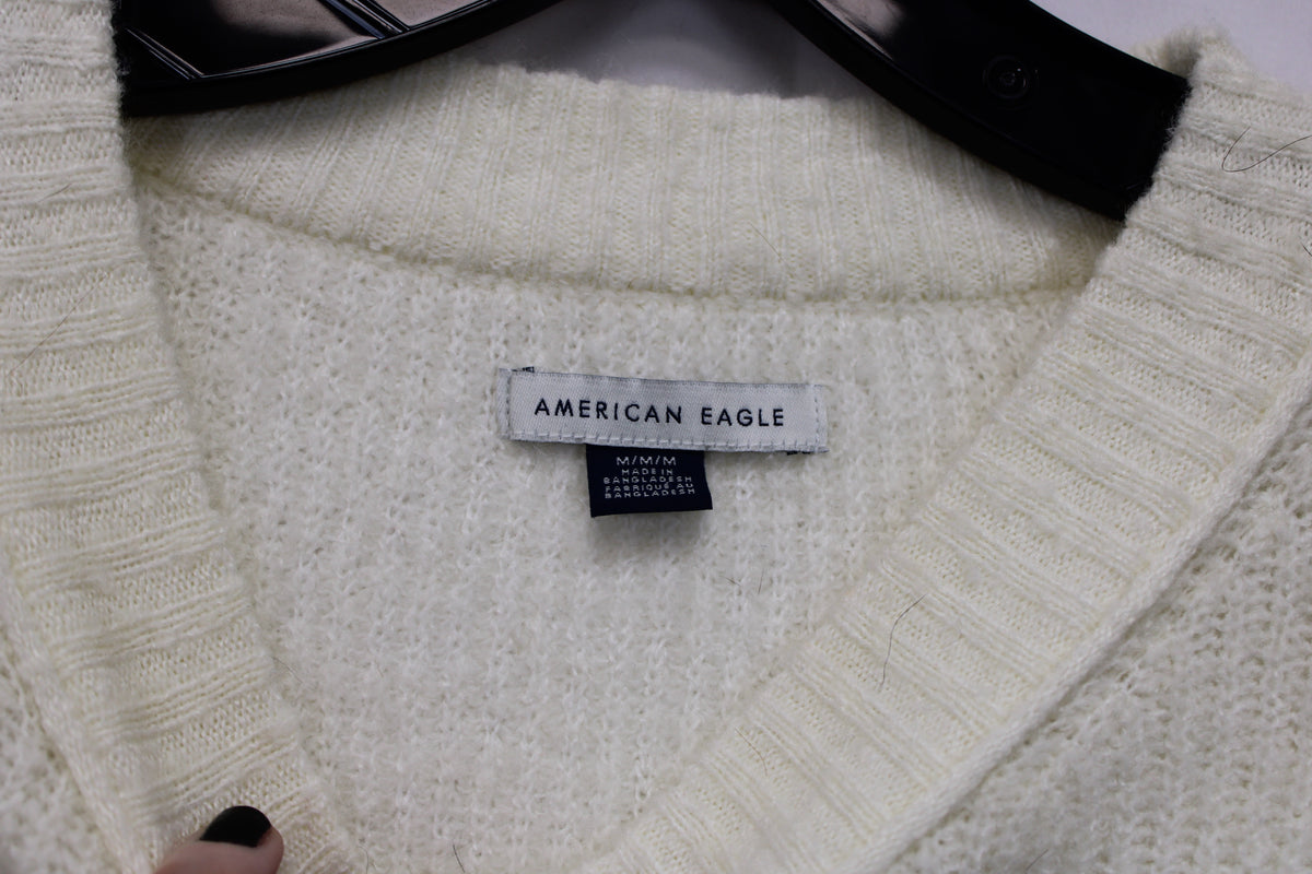 American Eagle Long Sleeve Sweater, White, Women’s M