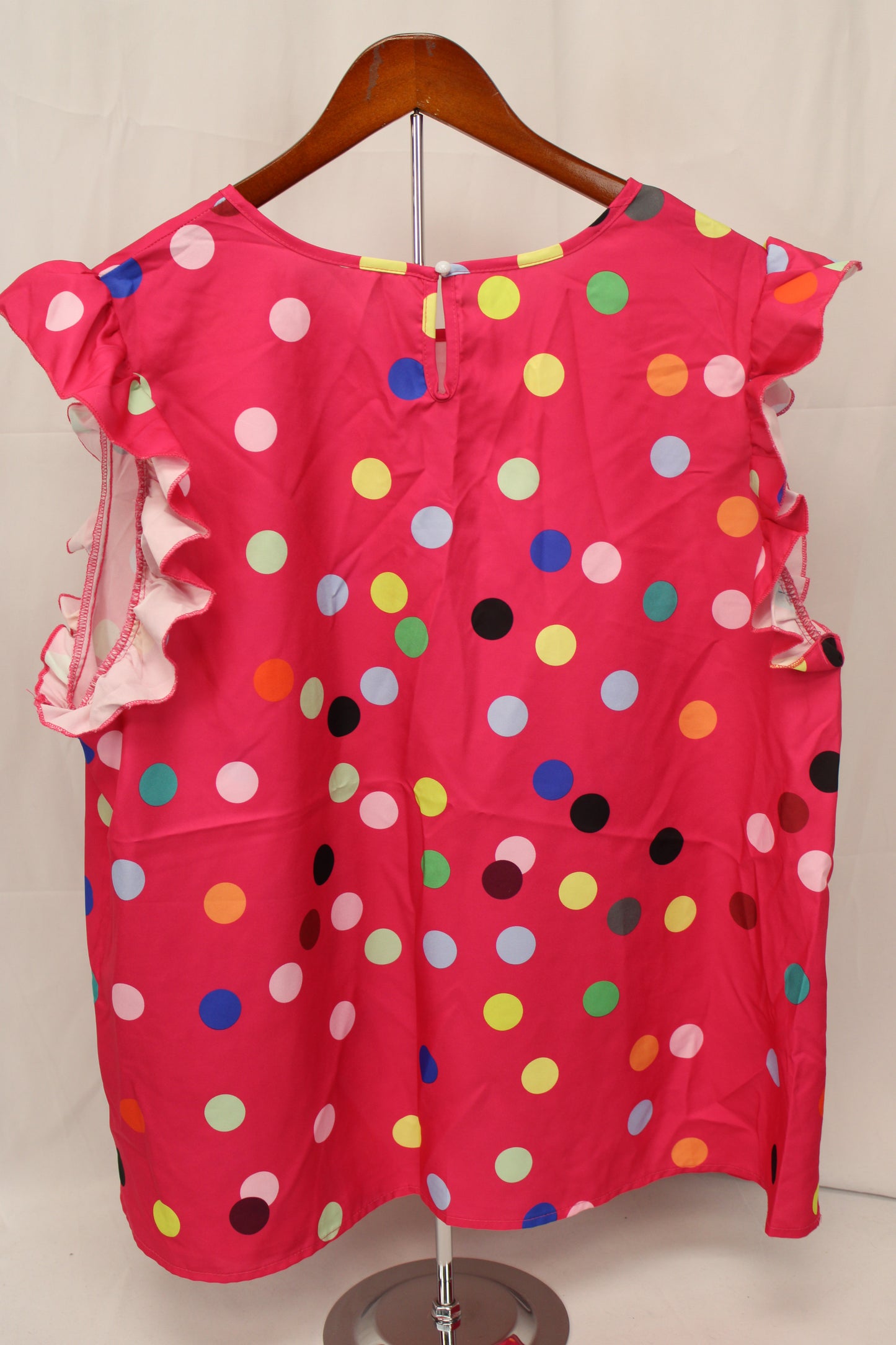 SHEIN Polka Dot Blouse, Pink/Multicolor, Women’s XXL
