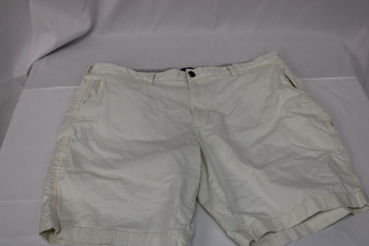 George Flat Front Casual Shorts, White, Men’s 40