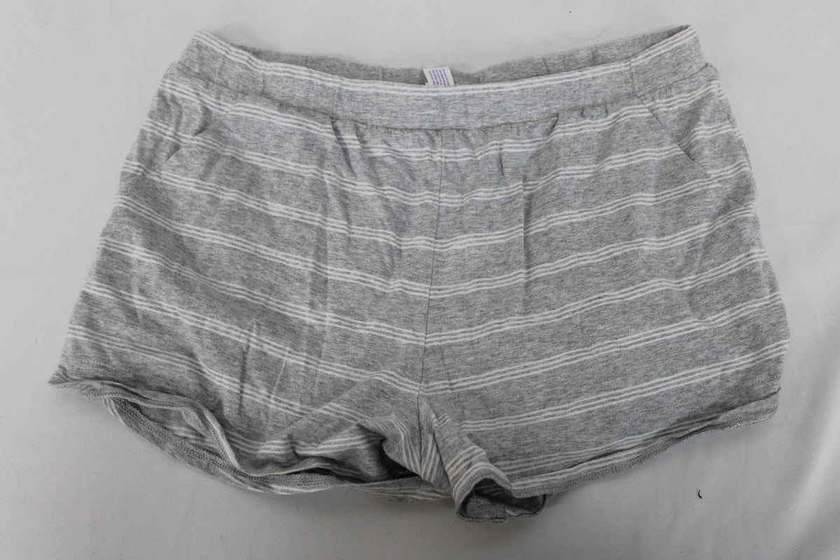 Stars Above Striped Pajama Shorts, Gray/White, Women’s M