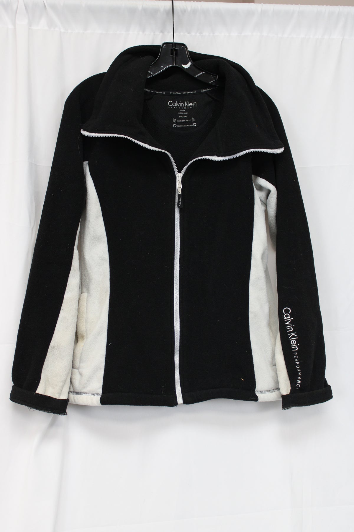Calvin Klein Performance Full-zip Fleece Jacket, Black/White, Women’s M