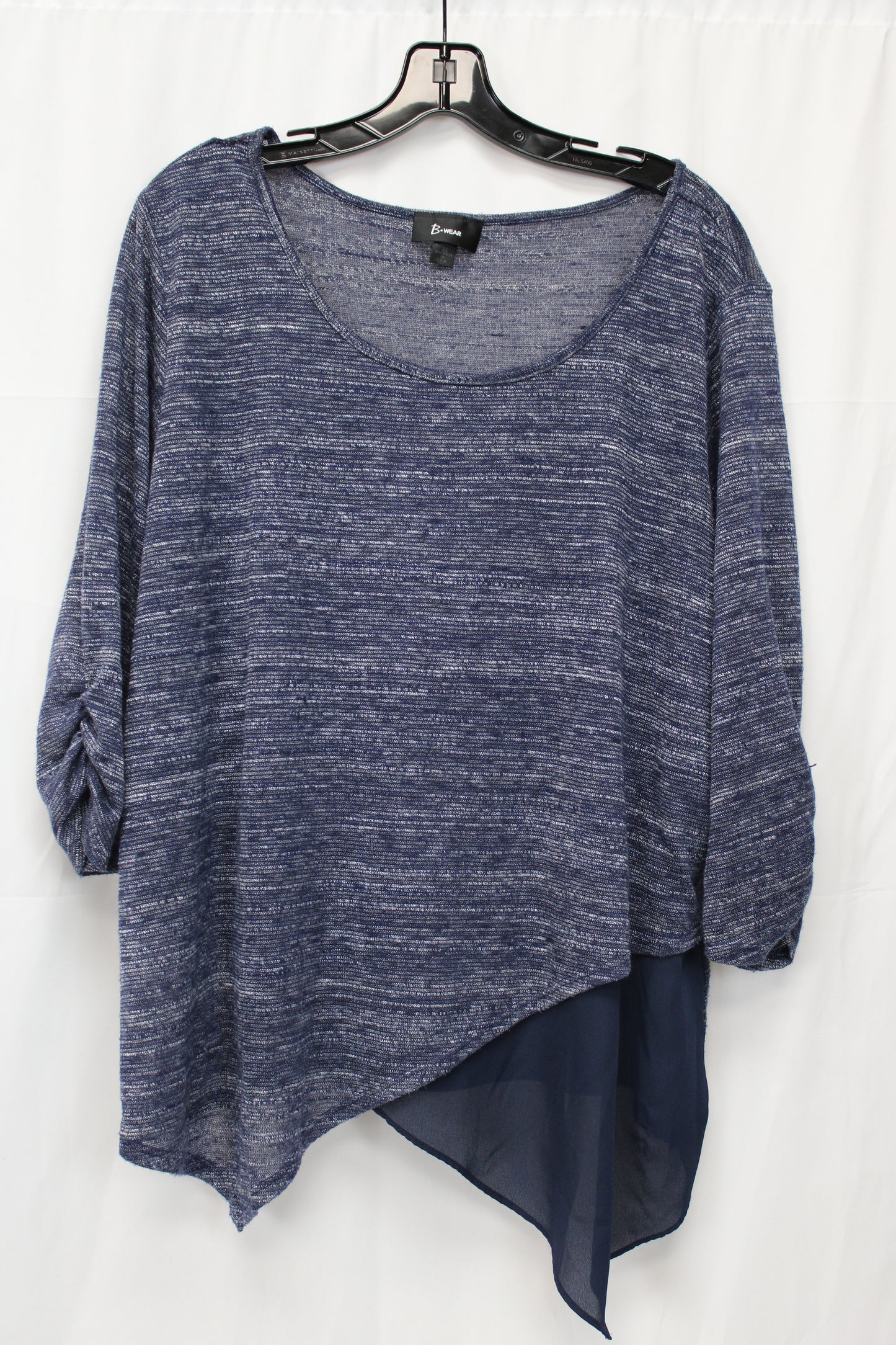B Wear Quarter Length Sleeve Blouse, Blue, Women’s XXL