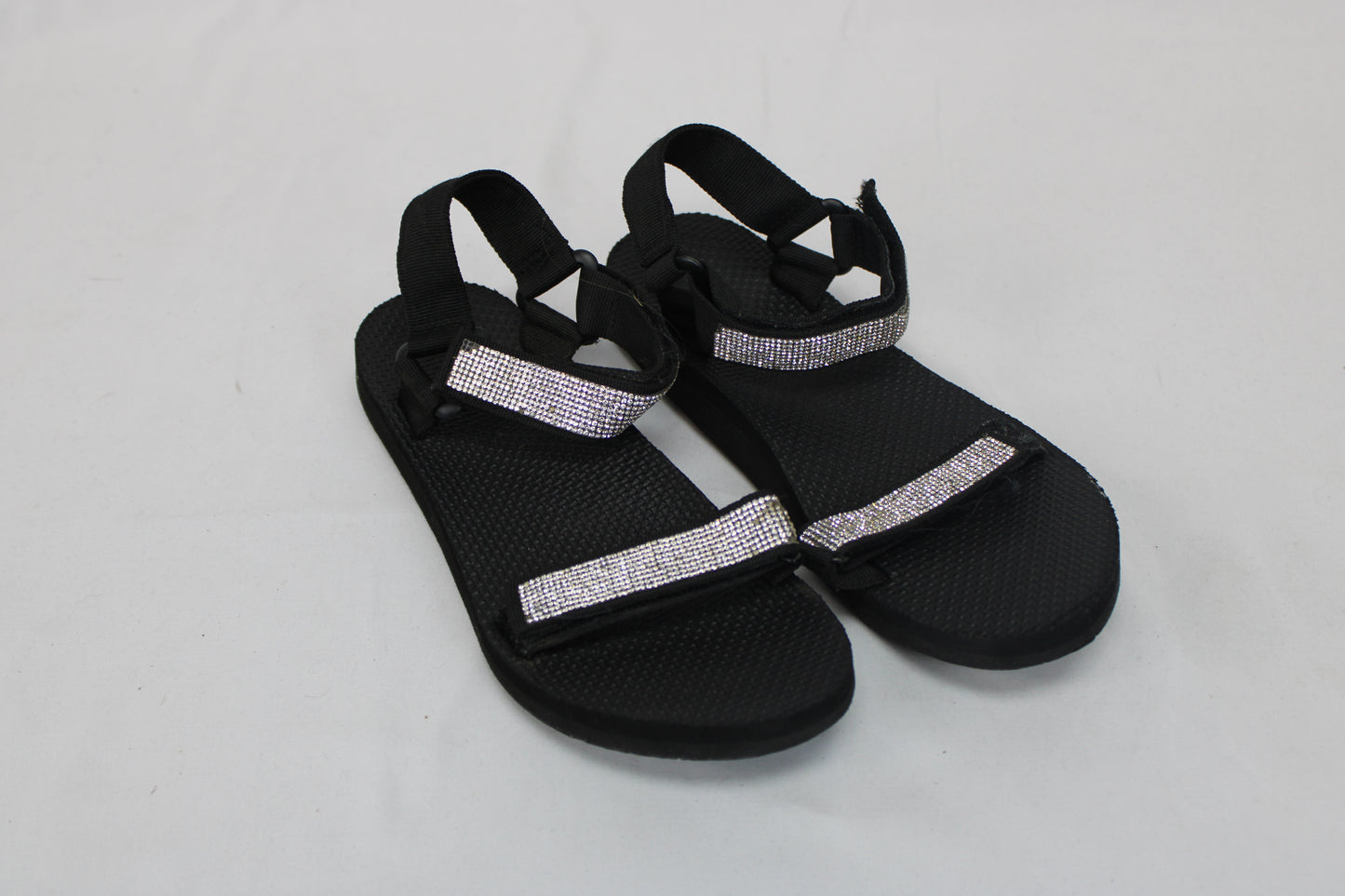Women’s Sequin Strap Sandals, Black, 9