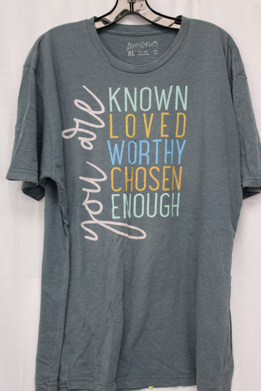 Love in Faith Motivational Everyday T-Shirt, Gray, Women’s XL