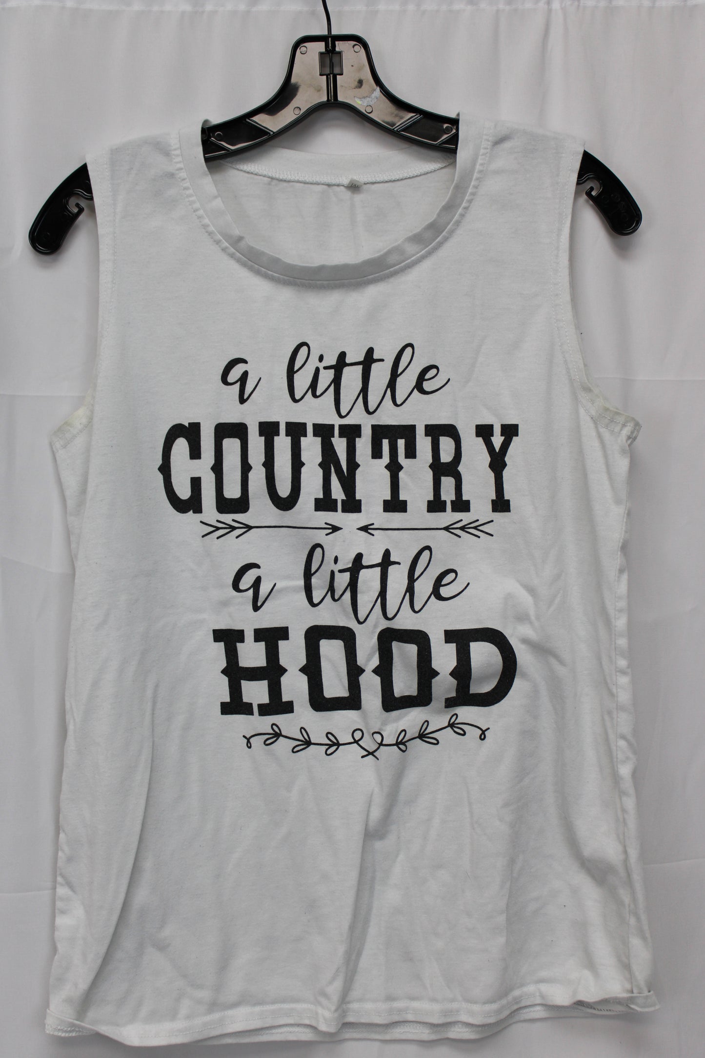 A Little Country a Little Hood Tank Top, White, Women’s M