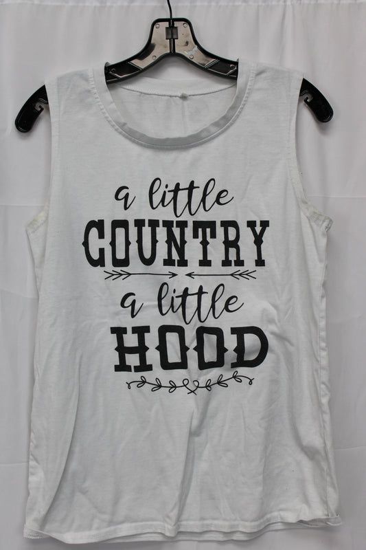 A Little Country a Little Hood Tank Top, White, Women’s M