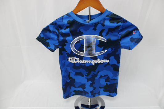 Champion Camo Athletic Short Sleeve, Blue/Black, Boys S