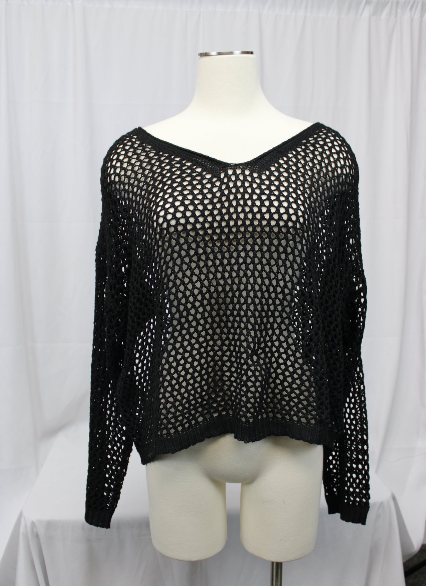 AIMAGE Mesh Long Sleeve Top, Black, Women’s XXL
