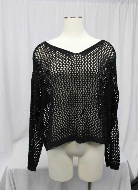 AIMAGE Mesh Long Sleeve Top, Black, Women’s XXL