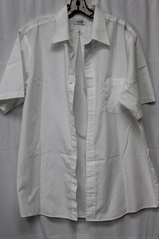 Van Heusen Short Sleeve Button Up Shirt, White, 16 1/2 Half Sleeve, Men’s L
