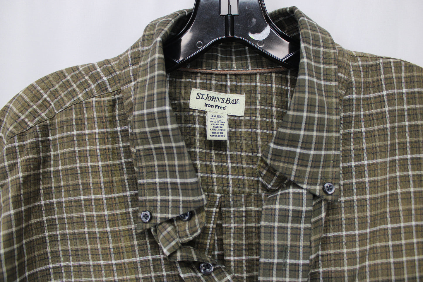 St. John’s Bay Long Sleeve Plaid Flannel, Green, Men’s XXL