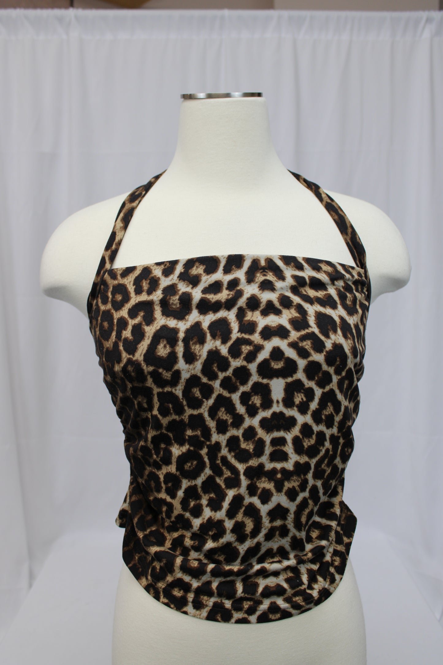 Women’s Cheetah Print Halter Tie Top, Brown, S