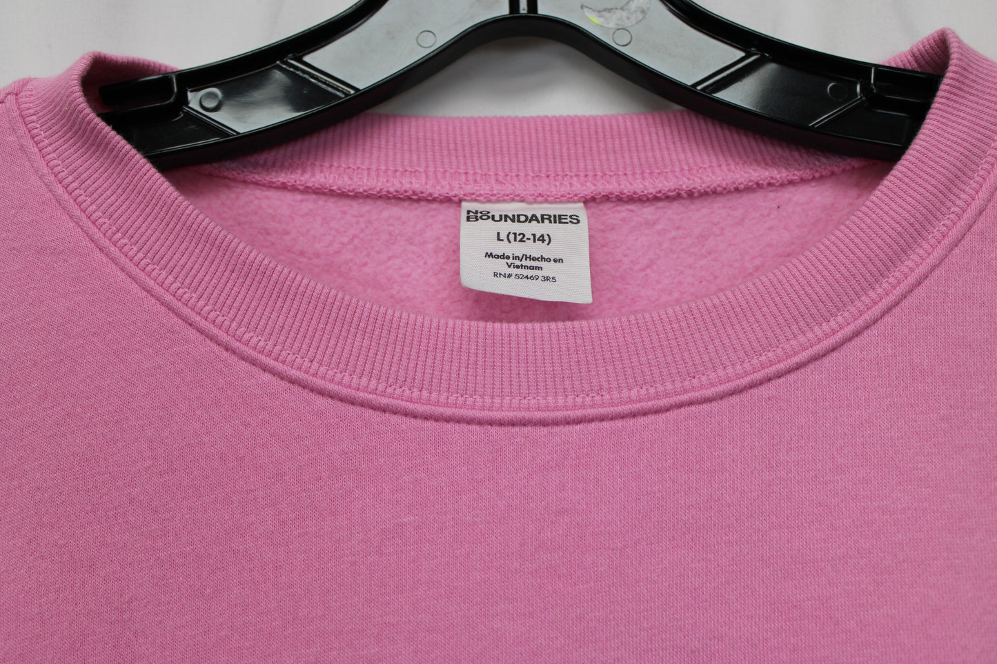 No Boundaries Crewneck Sweater, Pink, Women’s L