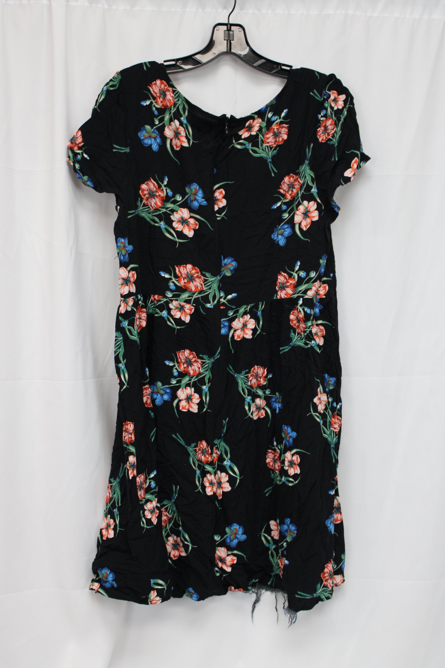 Old Navy Floral Short Sleeve Dress, Black, Women’s 14