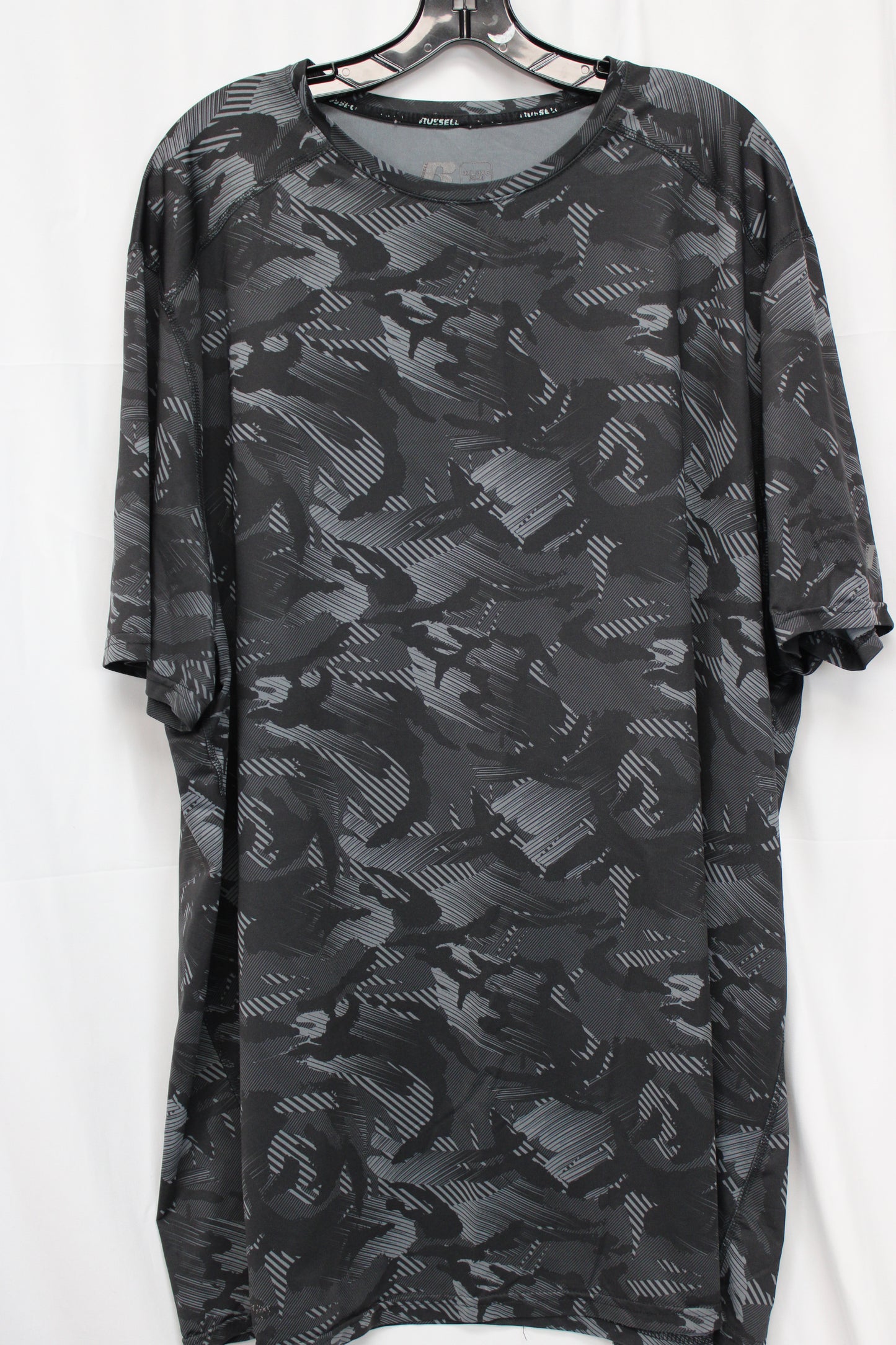 Russell Training Fit Dri-Power 360 Camo Shirt, Black/Gray, Men’s XXXL