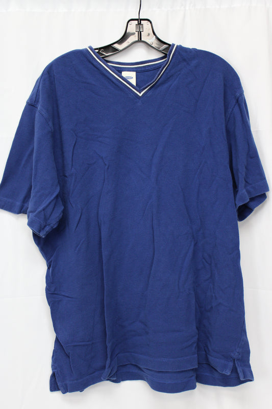 Old Navy V-Neck Short Sleeve Shirt, Blue, Men’s XL