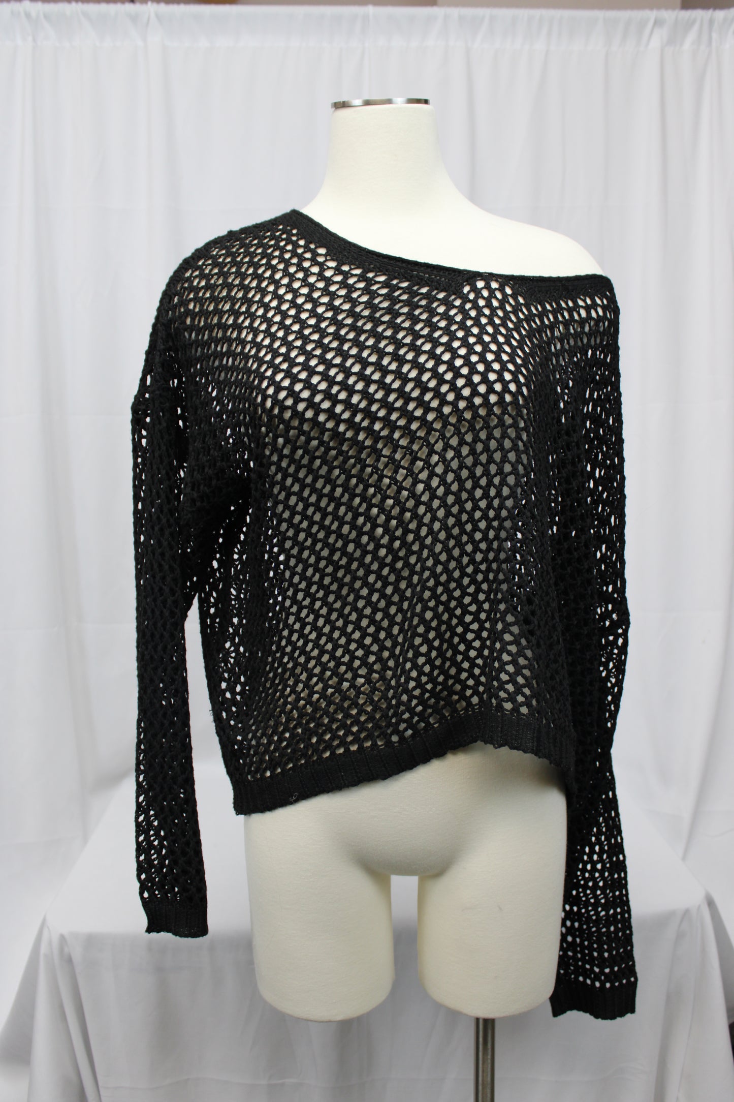 AIMAGE Mesh Long Sleeve Top, Black, Women’s XXL