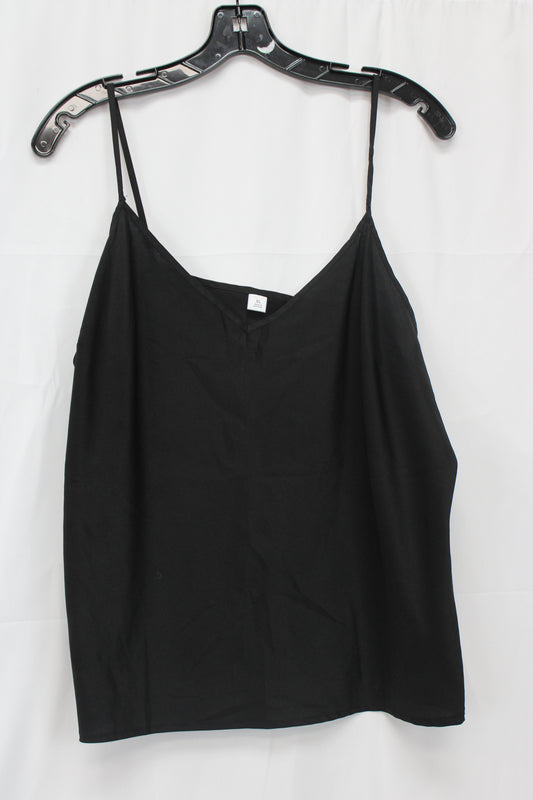 Women’s Satin Cropped Tank Top, Black, Women’s XL