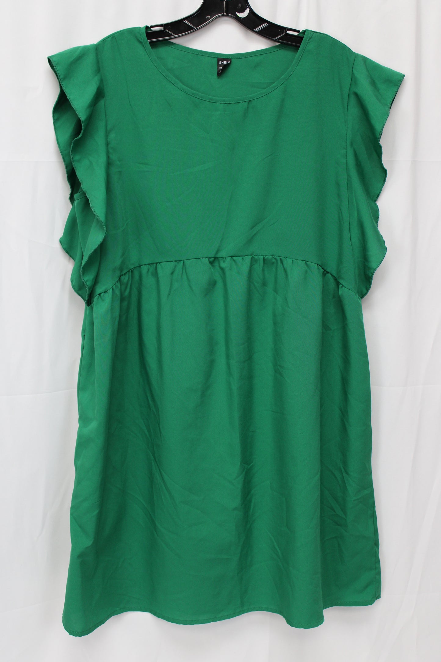 SHEIN Ruffled Short Sleeve Dress, Green, Women’s L