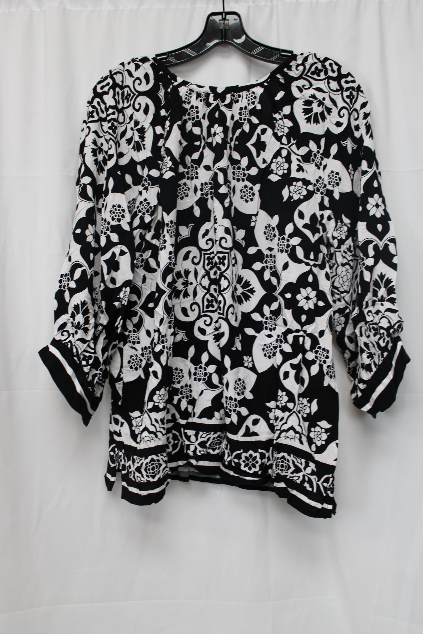 Ruby Rd. Patterned Blouse, Black/White, Women’s L