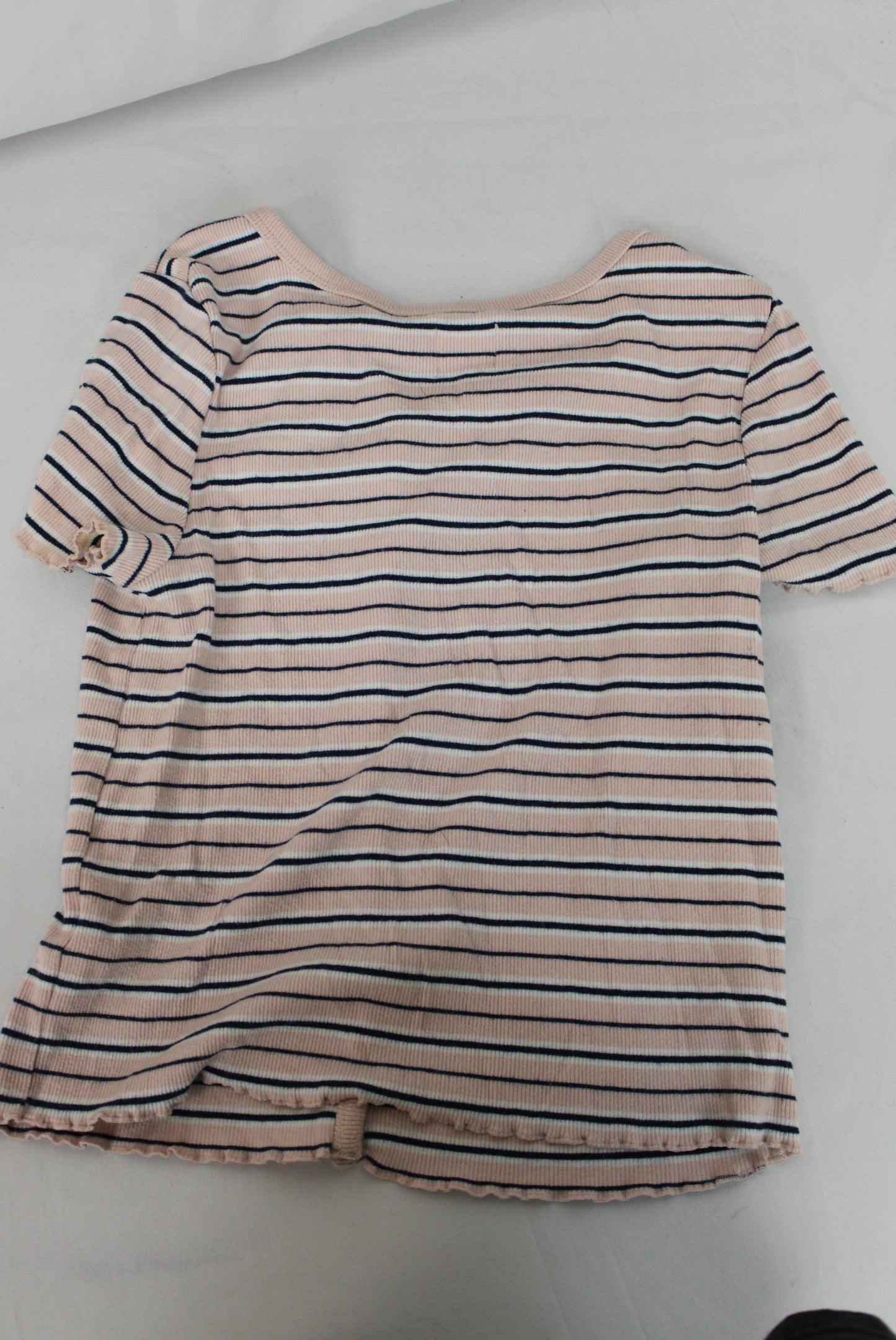 Wonder Nation Striped Button Up T-Shirt, Pink, Girls L