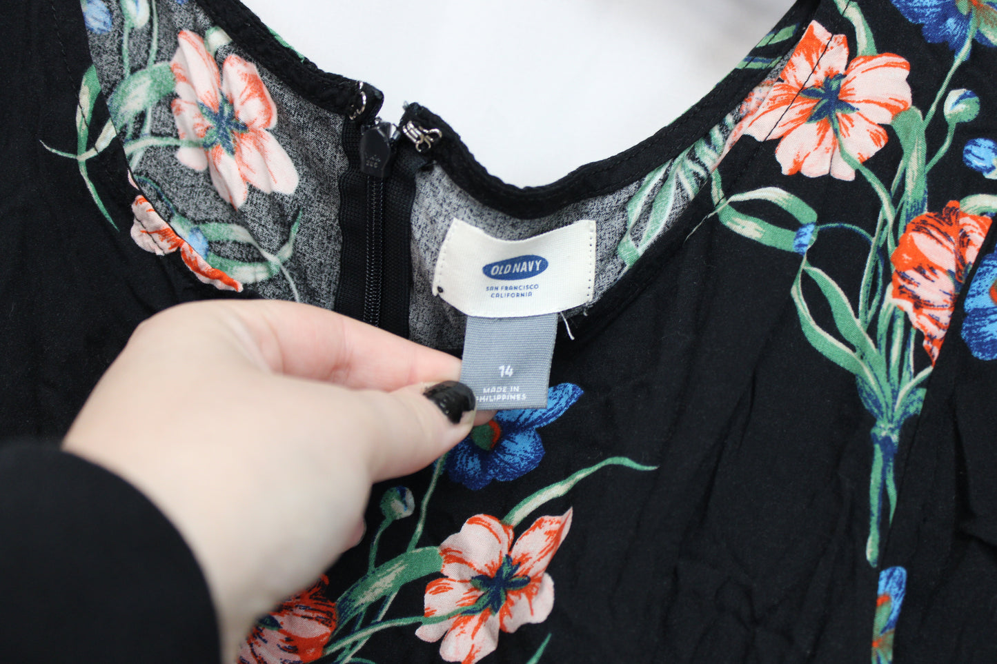 Old Navy Floral Short Sleeve Dress, Black, Women’s 14