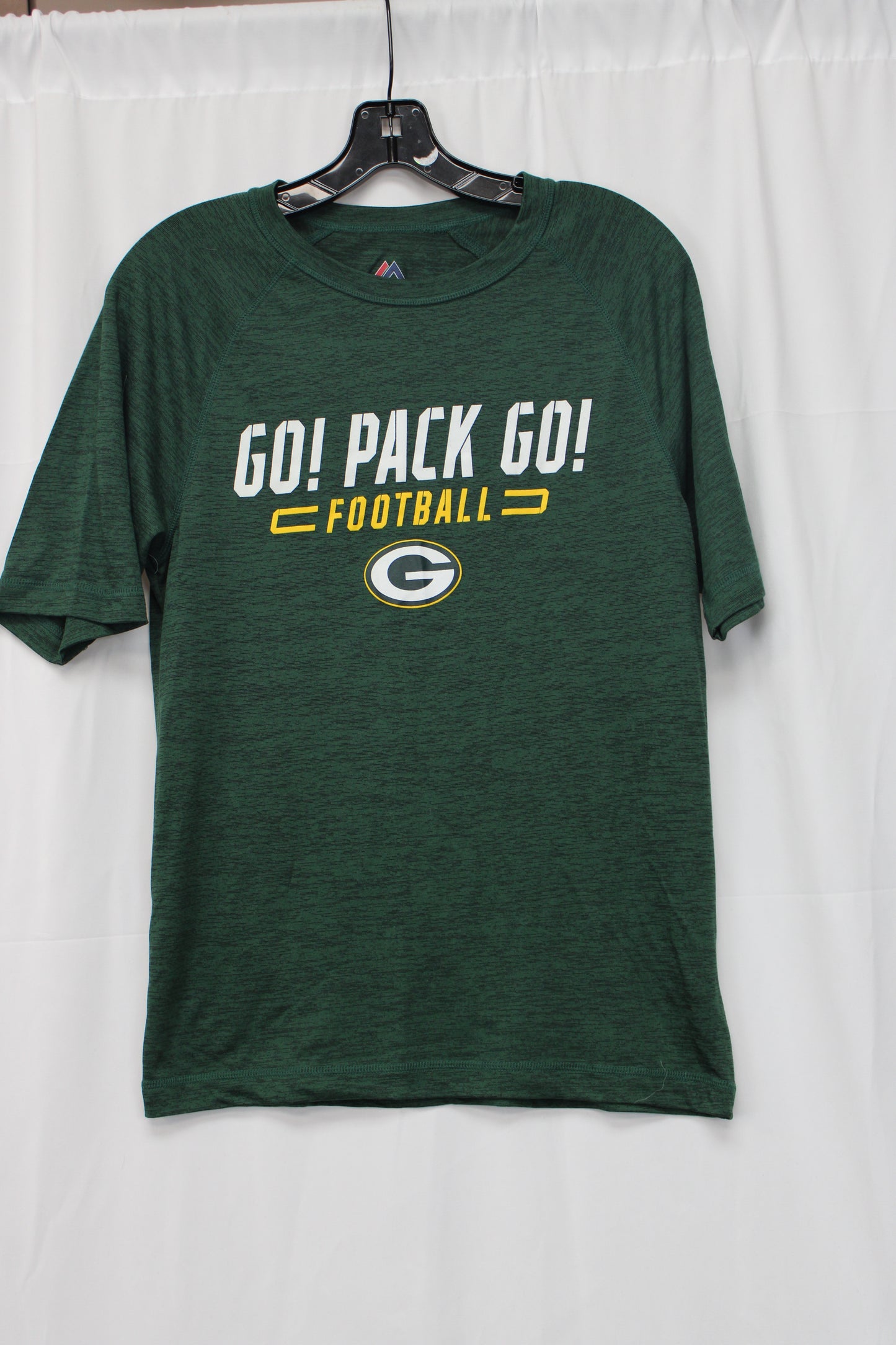 Majestic Go Pack Go! Football Short Sleeve Shirt, Green, Men’s S