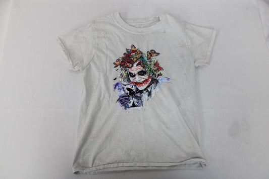 Gildan Watercolor Joker T-Shirt, White, Youth M