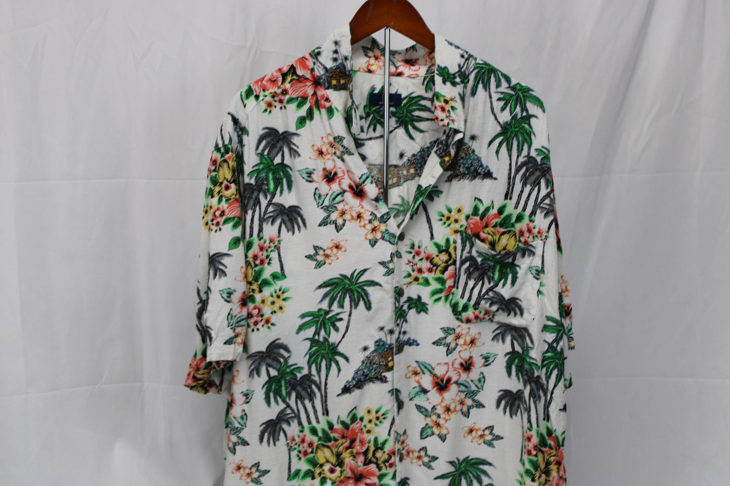 George Short Sleeve Button Down Dress Shirt, Floral Print, Men’s XXXL