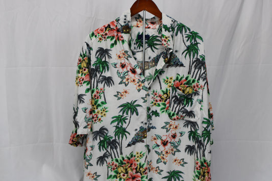 George Short Sleeve Button Down Dress Shirt, Floral Print, Men’s XXXL