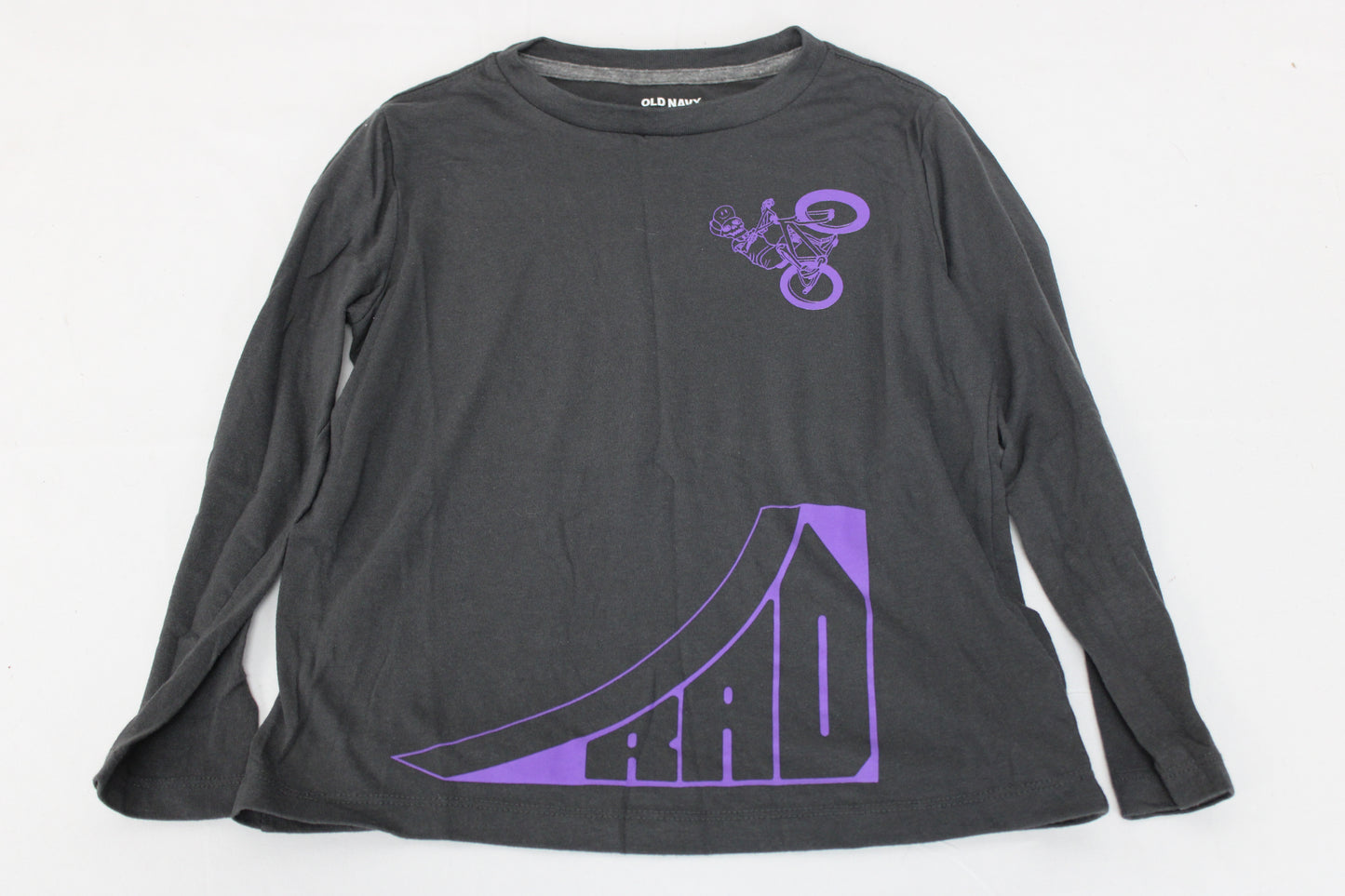 Old Navy Rad Bike Long Sleeve Shirt, Gray/Purple, Boys S