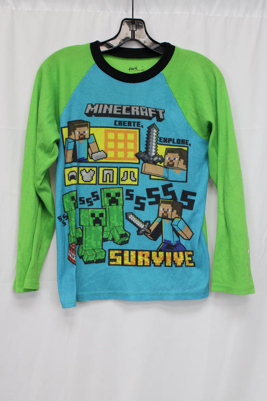 Minecraft Survive Long Sleeve Pajama Shirt, Green, Boys L