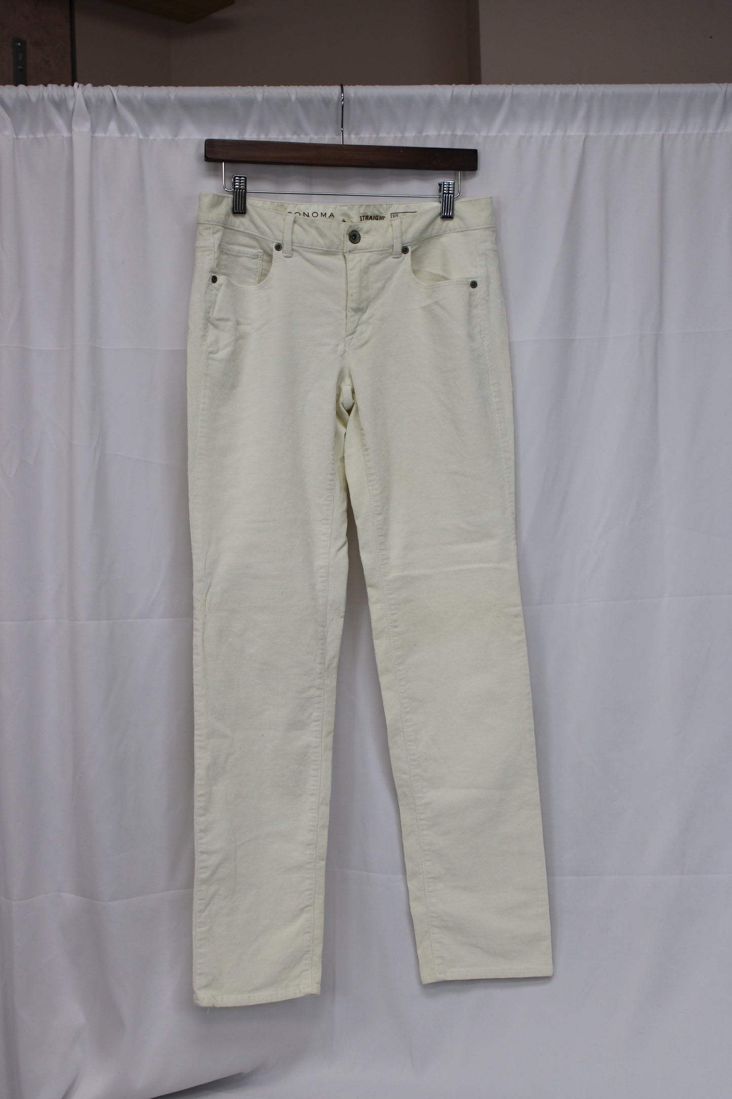 Sonoma Straight Leg Corduroy Pants, White, Women’s 8