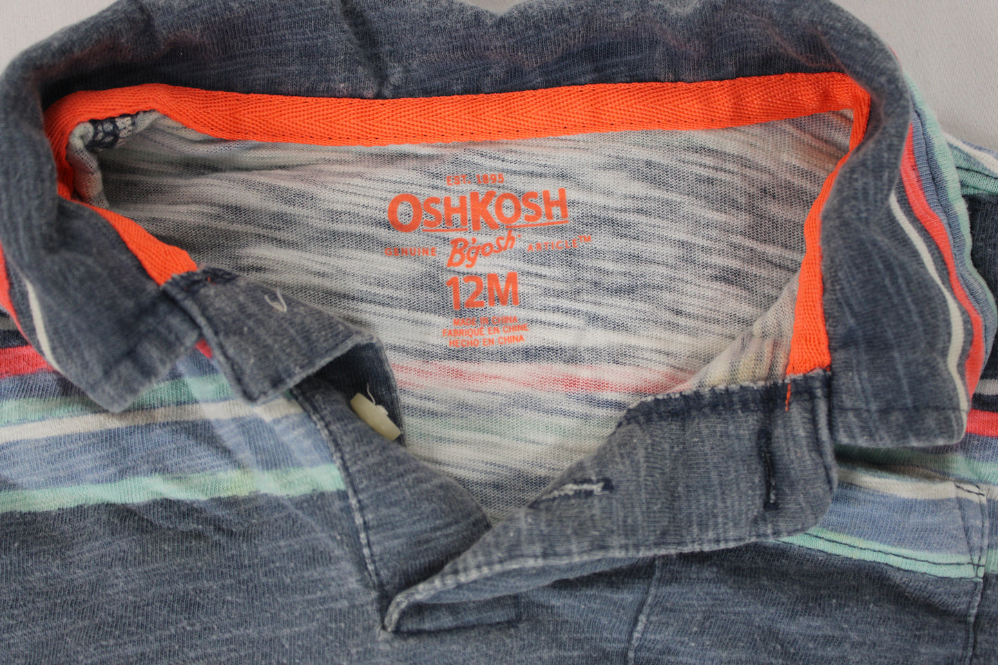 OshKosh Striped Polo, Blue/Orange, Infants 12M