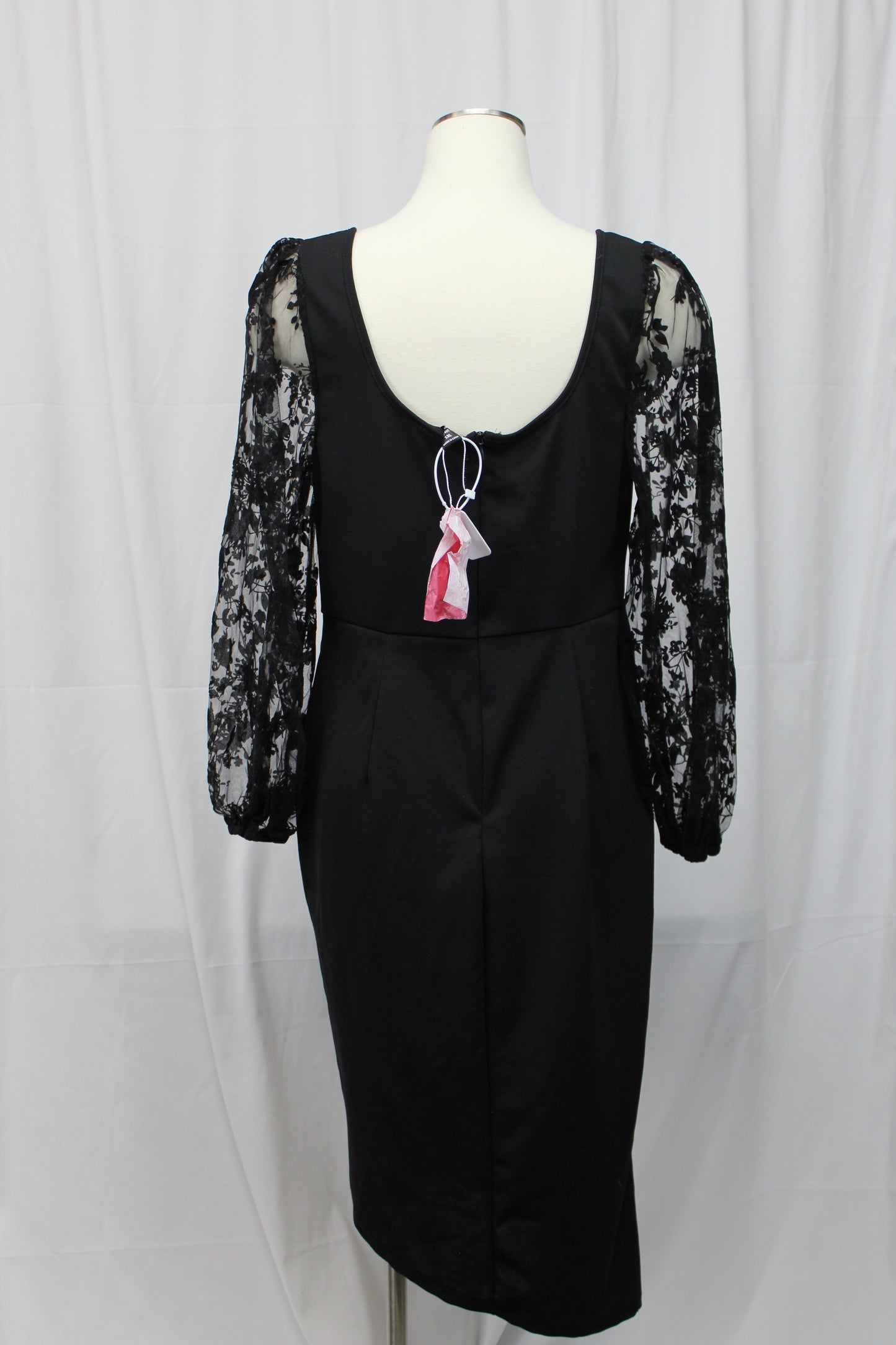 SHIEN Curve Floral Long Sleeve Cocktail Dress, Black, Women’s XXL