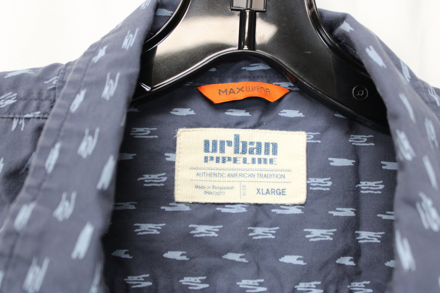 Urban Pipeline Short Sleeve Patterned Button Up, Blue. Youth XL
