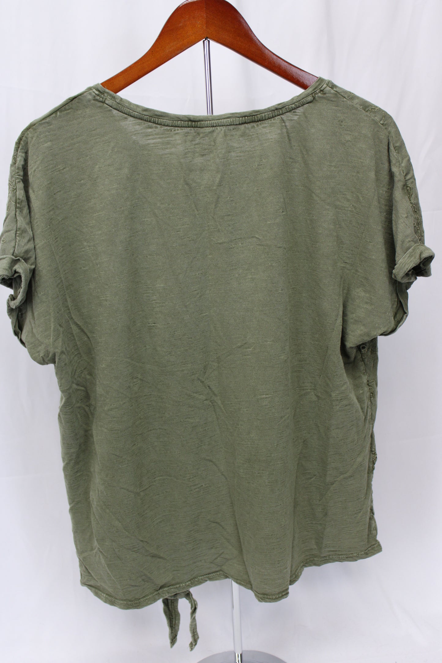 Sonoma Short Sleeve Tie Top, Green, Women’s XL