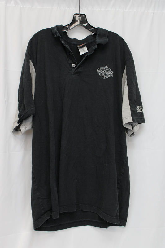 Harley Davidson Frontier Lincoln Nebraska Short Sleeve Polo, Black, Men’s XXL